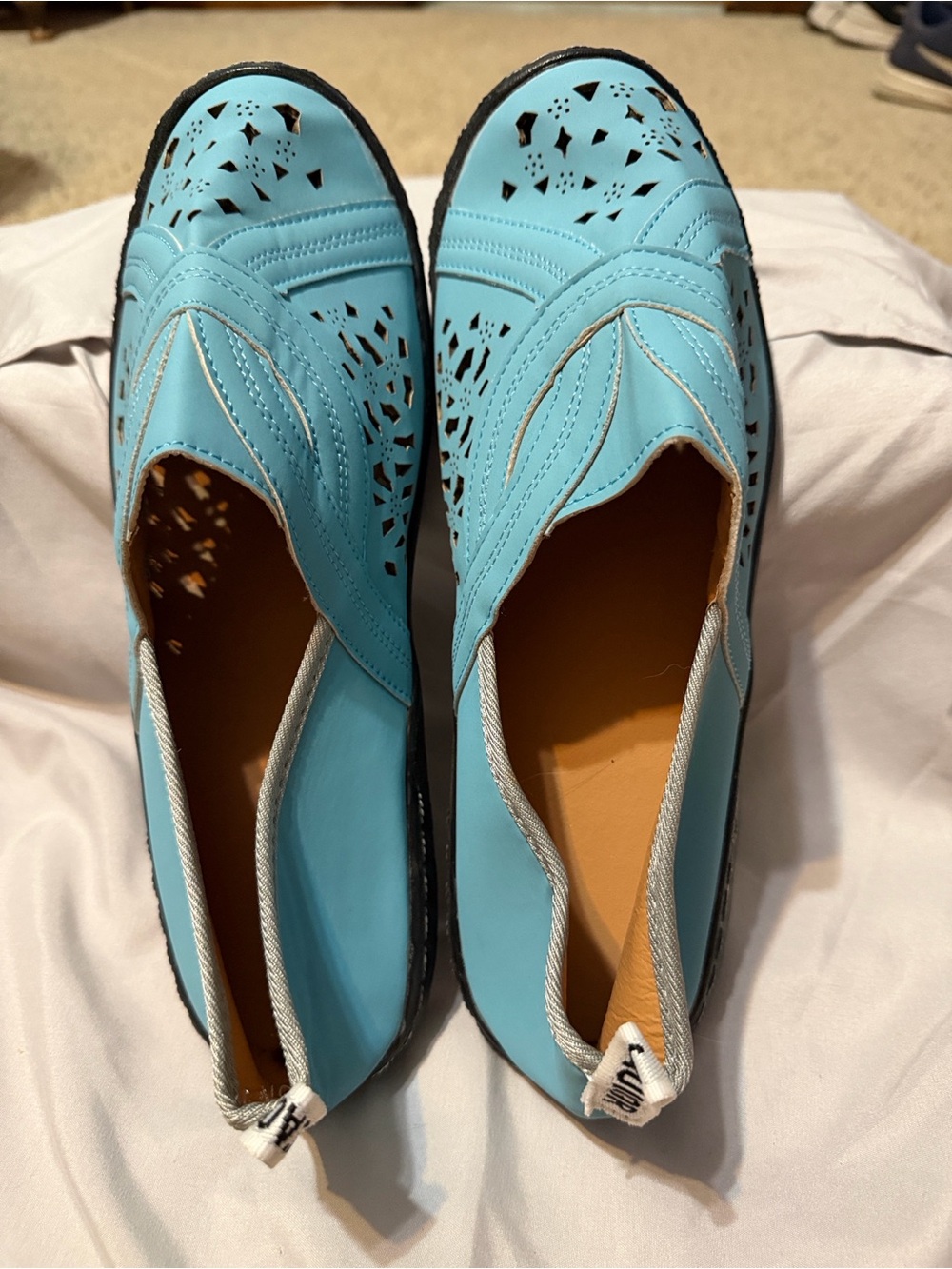 Women's Light Blue Slip-On Laser-Cut Comfort Loafers